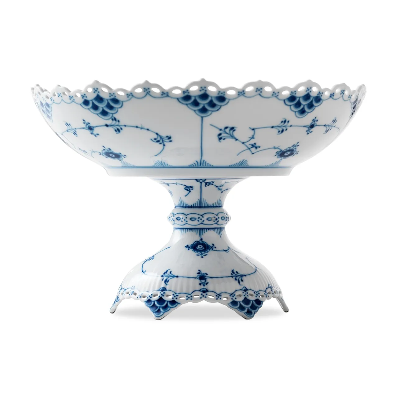 Blue Fluted Full Lace Bowl on High Foot, 140 cl