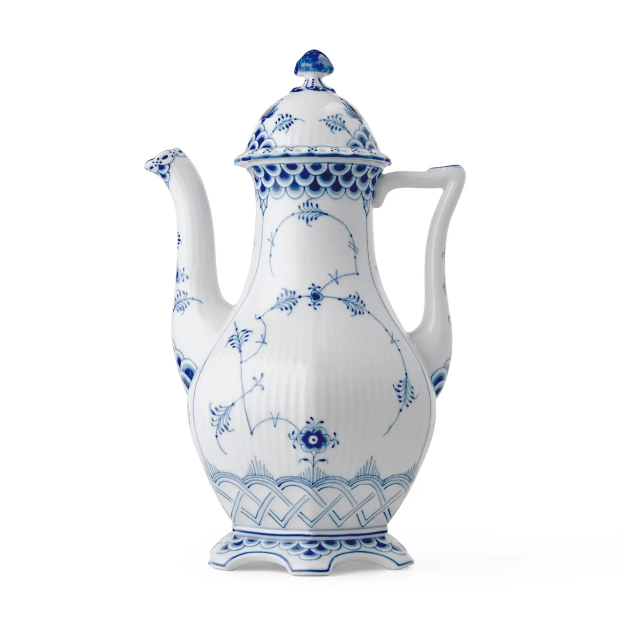Blue Fluted Full Lace Coffee Pot, 150 cl