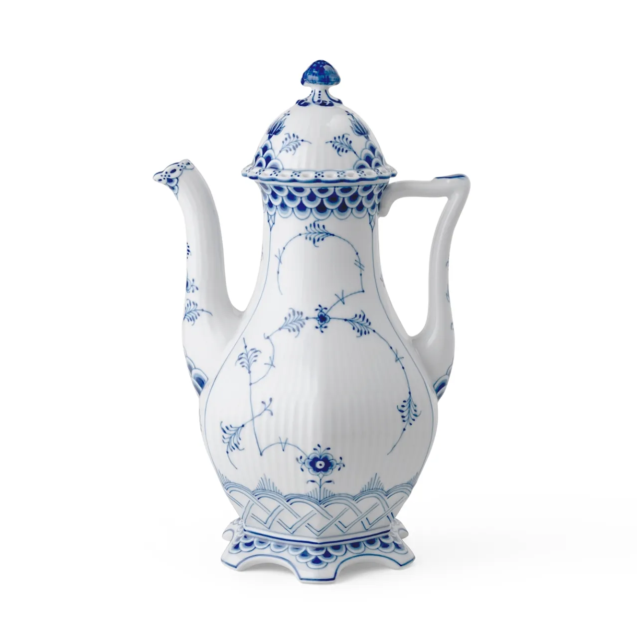 Blue Fluted Full Lace Coffee Pot, 150 cl