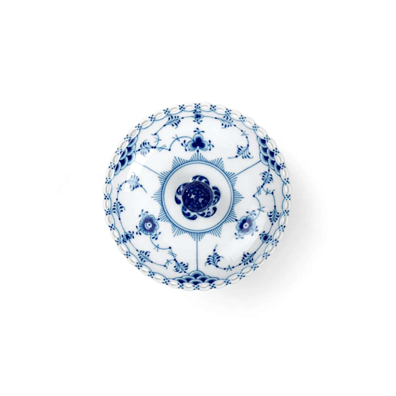 Blue Fluted Full Lace Bowl with Lid, 35 cl
