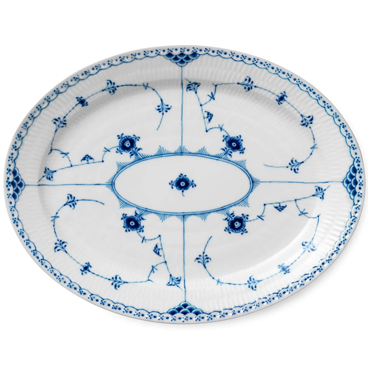 Blue Fluted Half Lace Dish, 36.5 cm