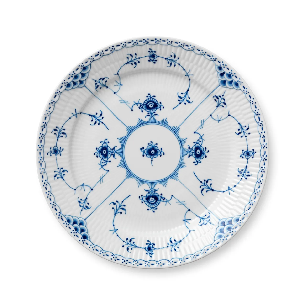 Blue Fluted Half Lace Plate, 25 cm