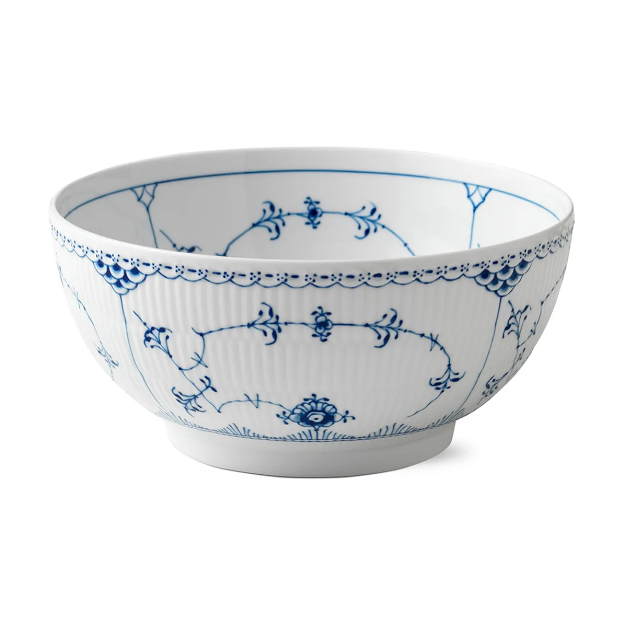 Blue Fluted Half Lace Bowl, 310 cl