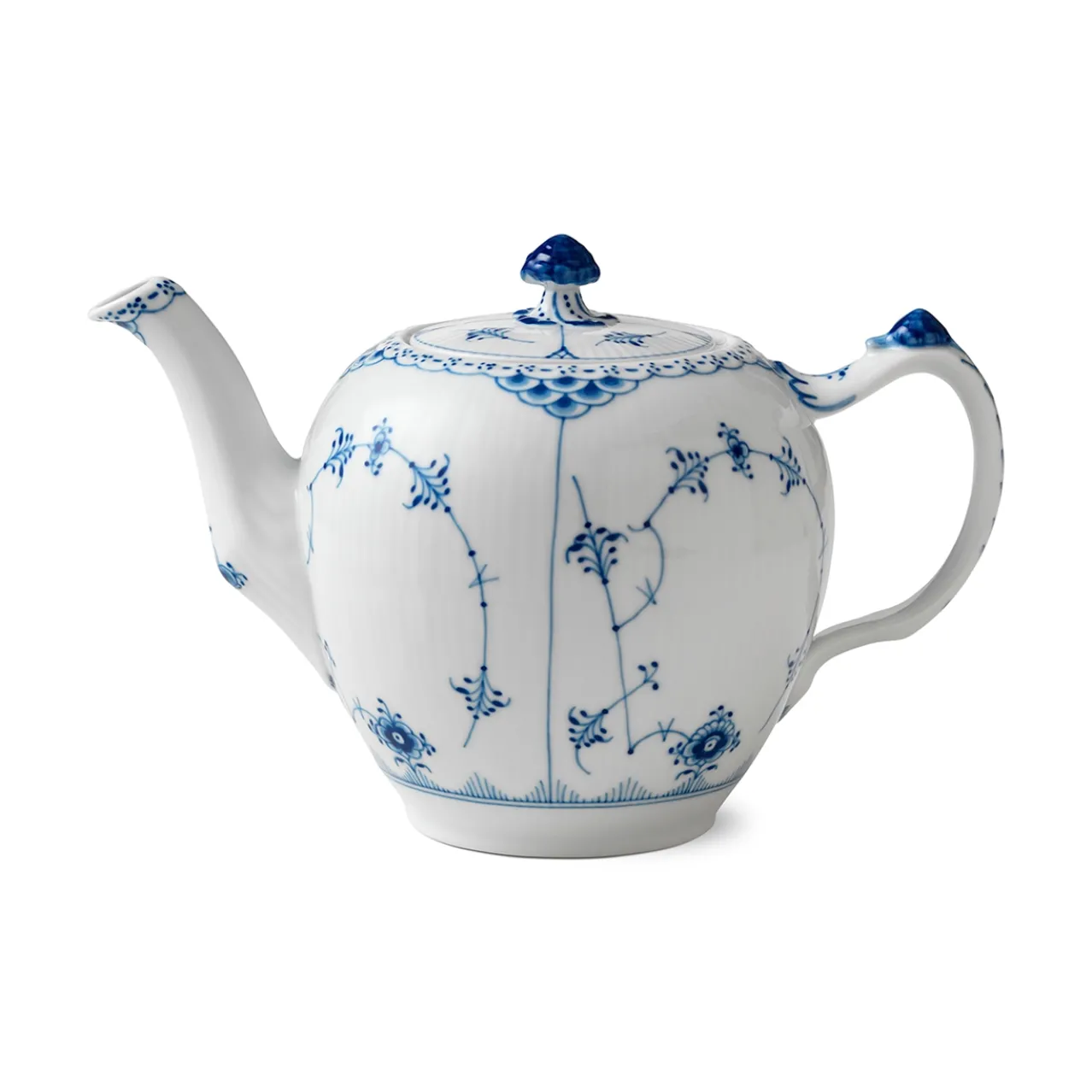 Blue Fluted Half Lace Teapot, 100 cl