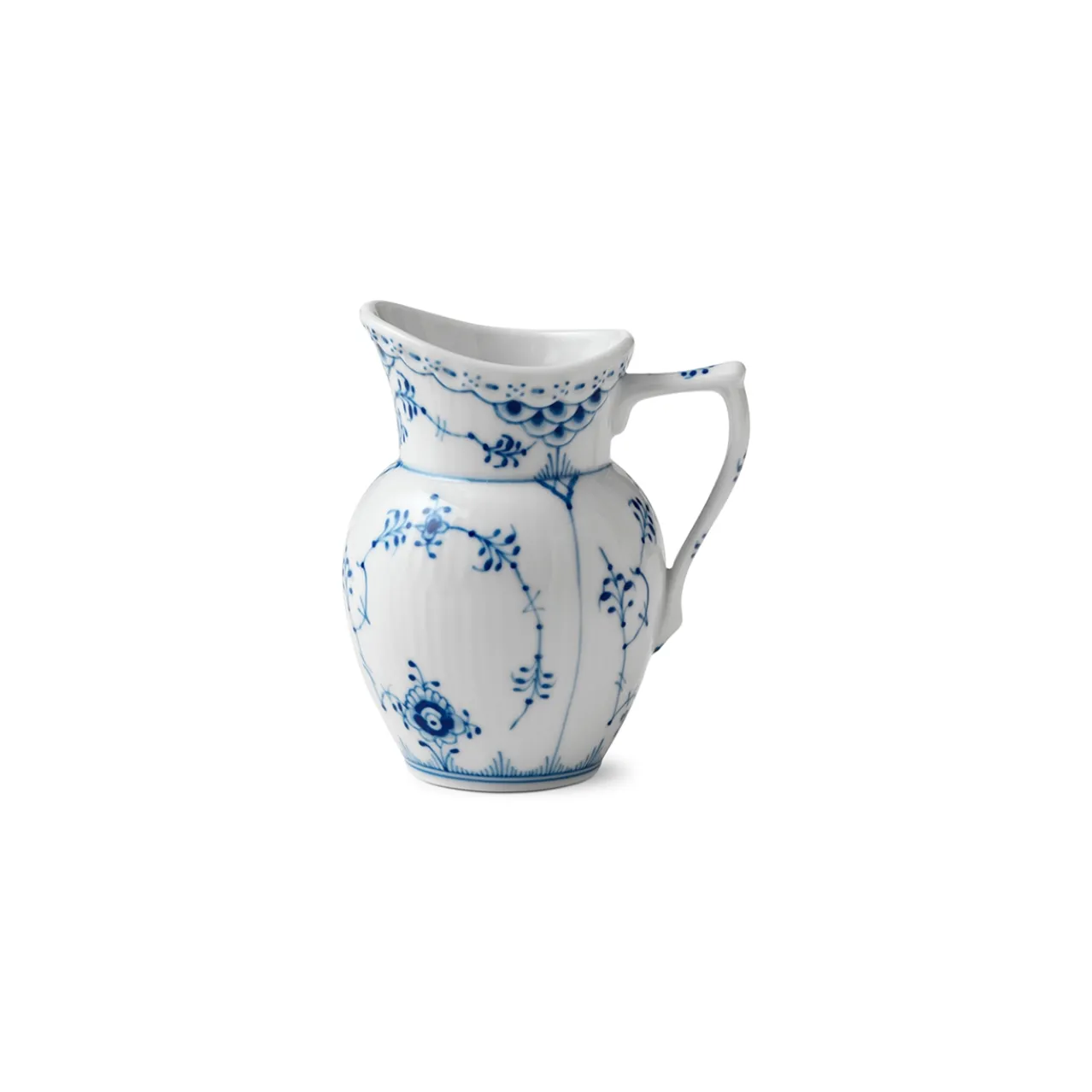 Blue Fluted Half Lace Cream Jug, 17 cl