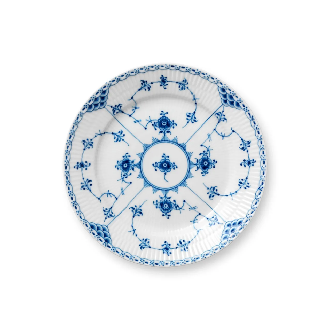 Blue Fluted Half Lace Plate, 19 cm