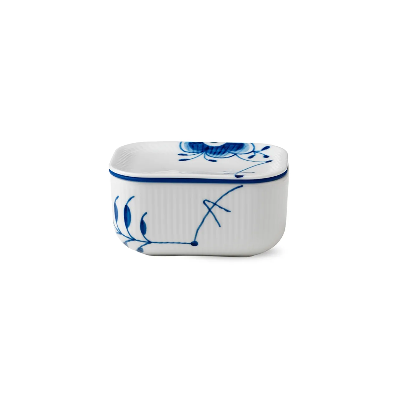 Blue Fluted Mega Butter Jar with Lid, 6.8 cm