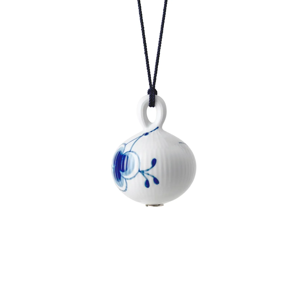 Blue Fluted Plain Christmas Bauble, 9.5 cm