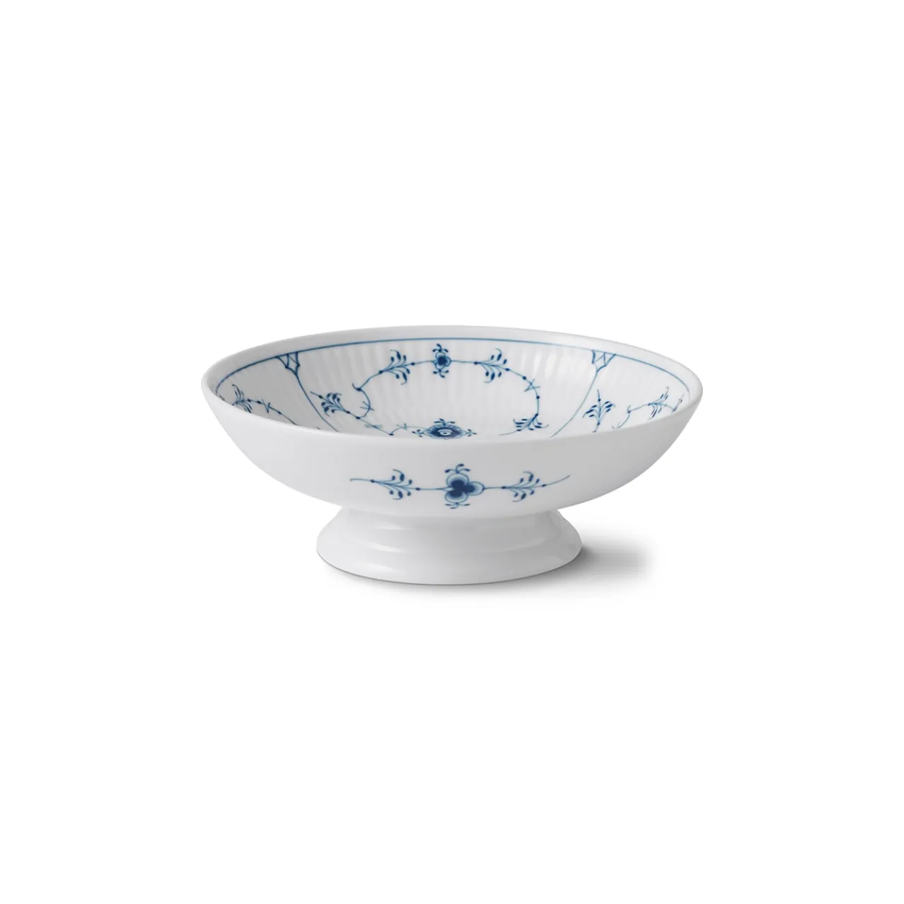 Blue Fluted Plain Bowl on Foot, 42 cl