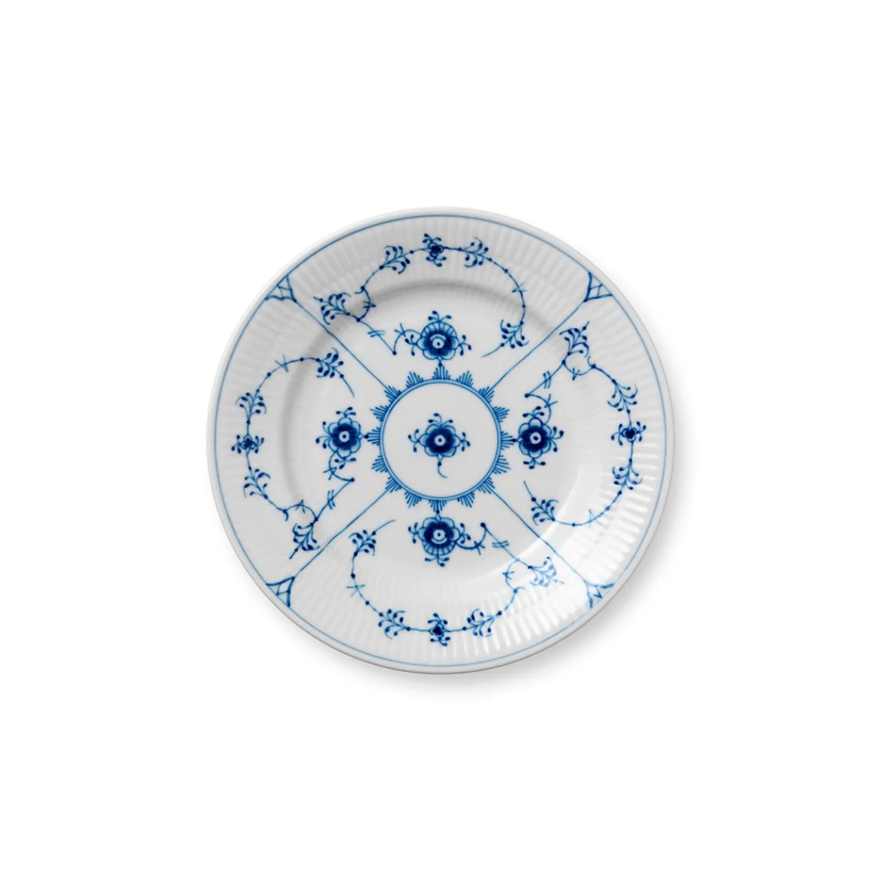 Blue Fluted Plain Plate, 17 cm