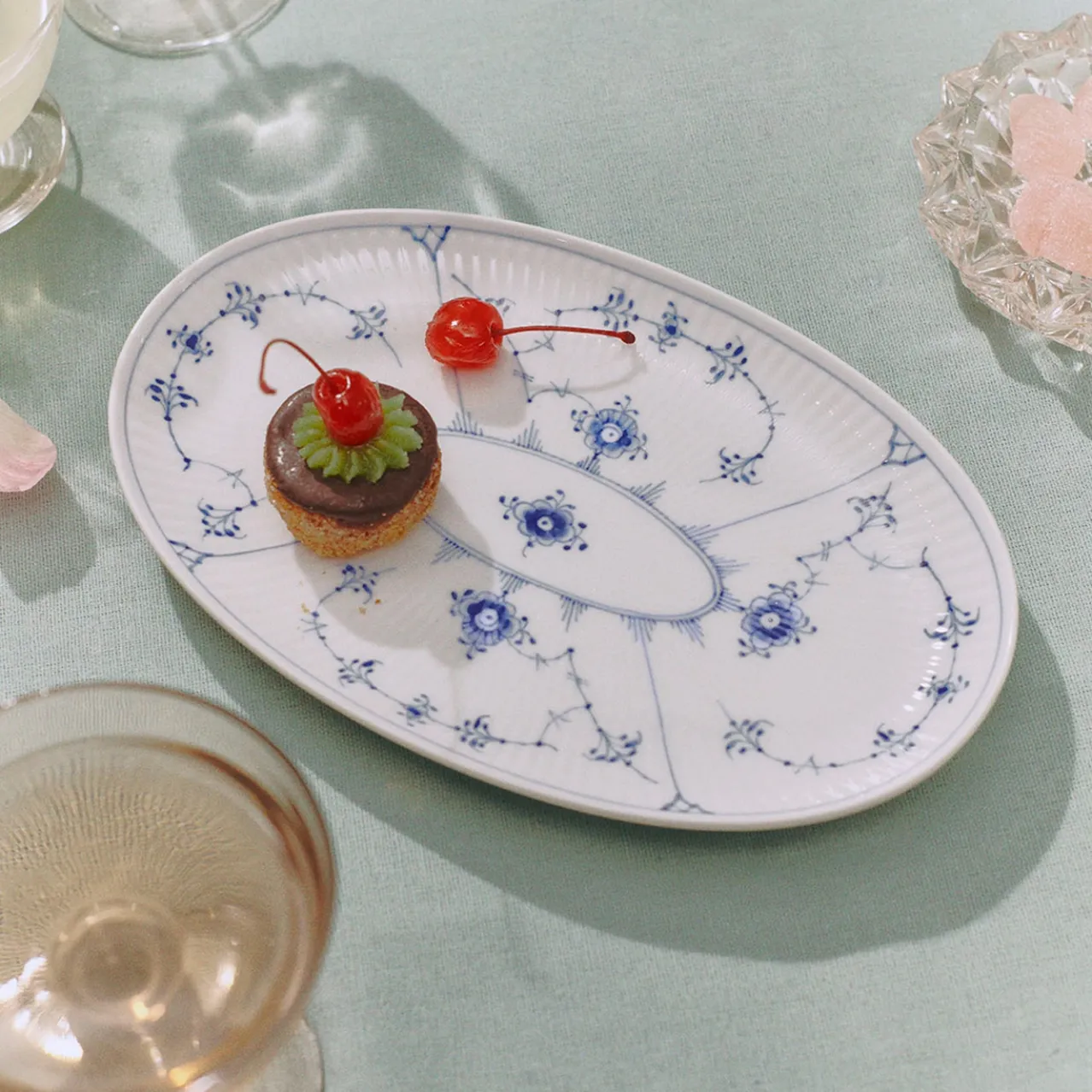 Blue Fluted Plain Assiette, 23.5 cm