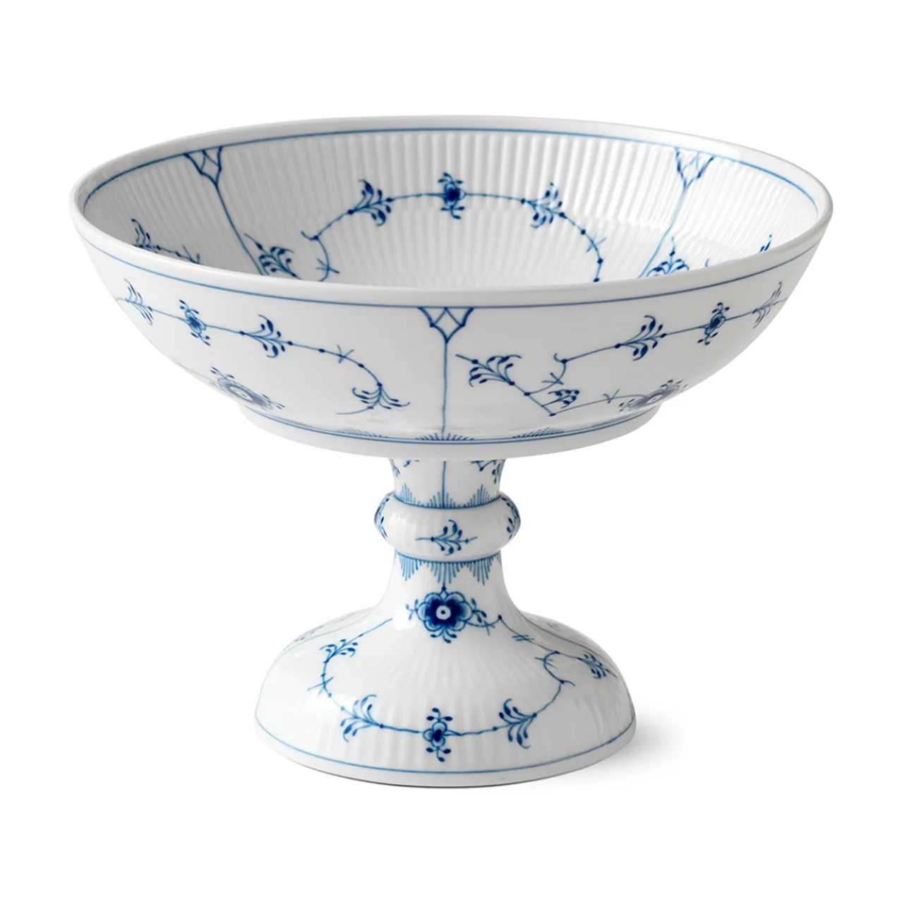 Blue Fluted Plain Bowl on High Foot, 80 cl