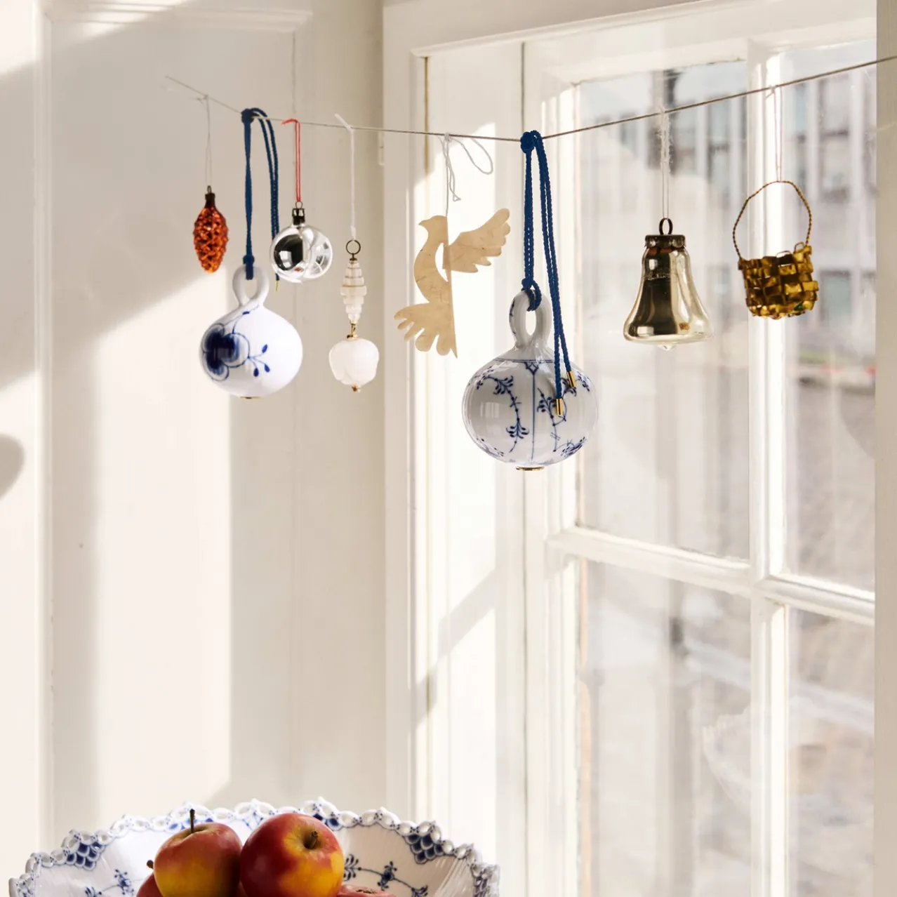 Blue Fluted Plain Christmas Bauble, 9.5 cm