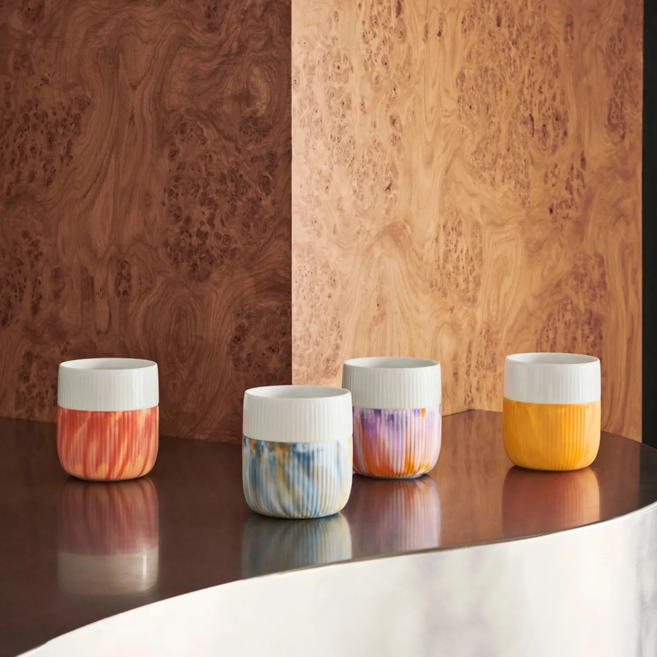 Fluted Contrast Marble Mug, Ocean Mist, 35 cl