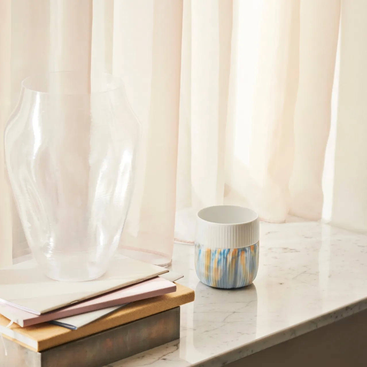 Fluted Contrast Marble Mug, Ocean Mist, 35 cl