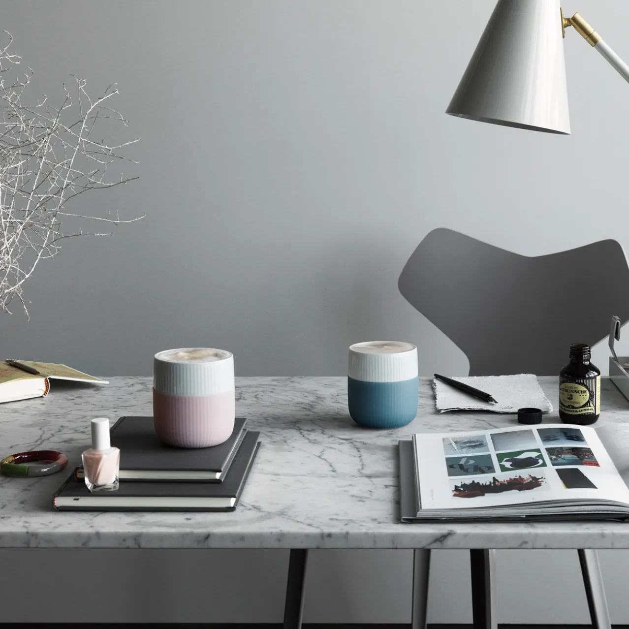 Fluted Contrast Mug, Dahlia, 35 cl