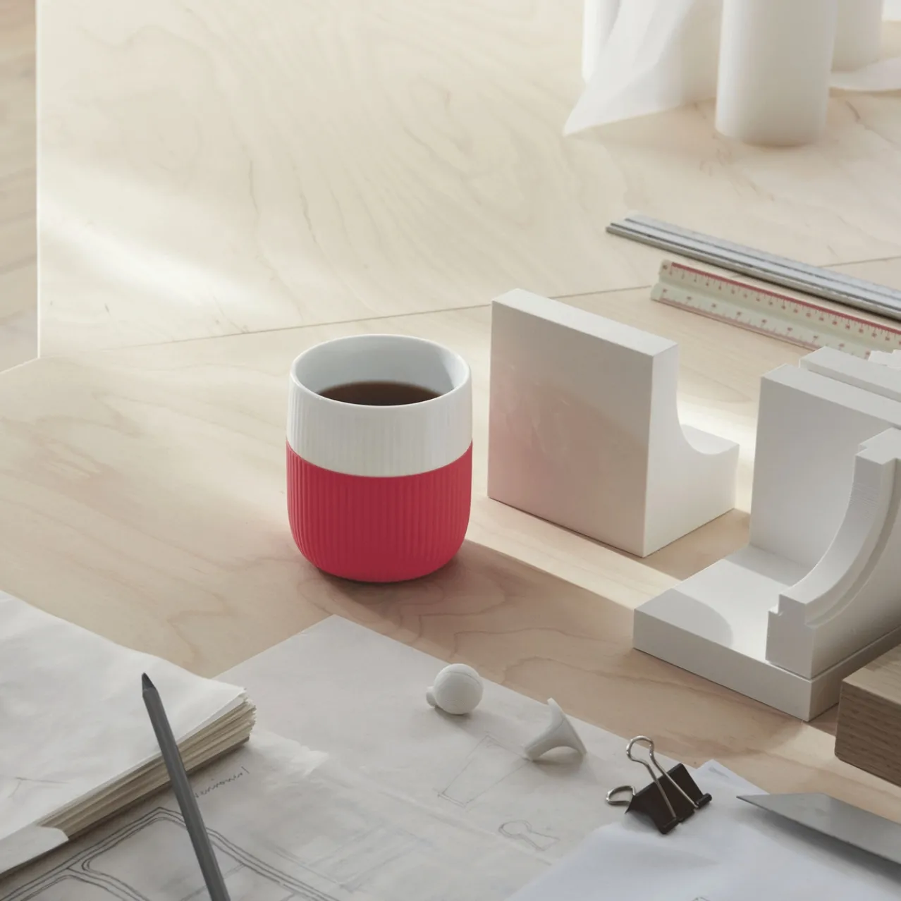 Fluted Contrast Mug, Hibiscus, 35 cl