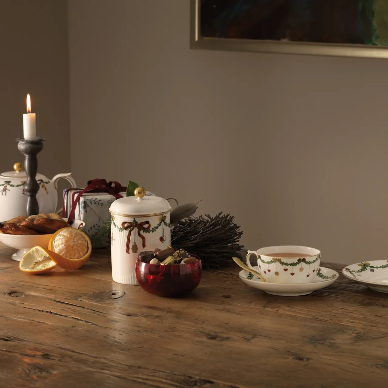 Star Fluted Christmas Cup and Saucer, 32 cl