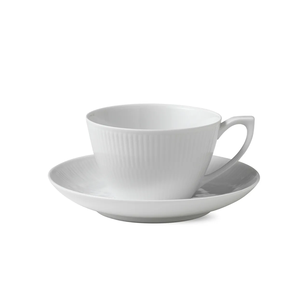 White Fluted Cup and Saucer, 28 cl