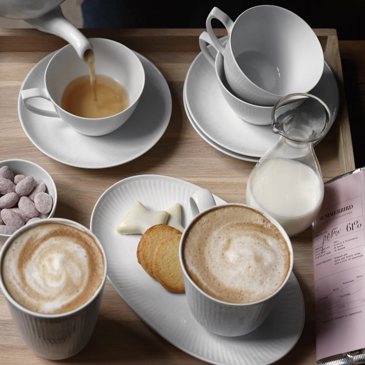 White Fluted Cup and Saucer, 28 cl