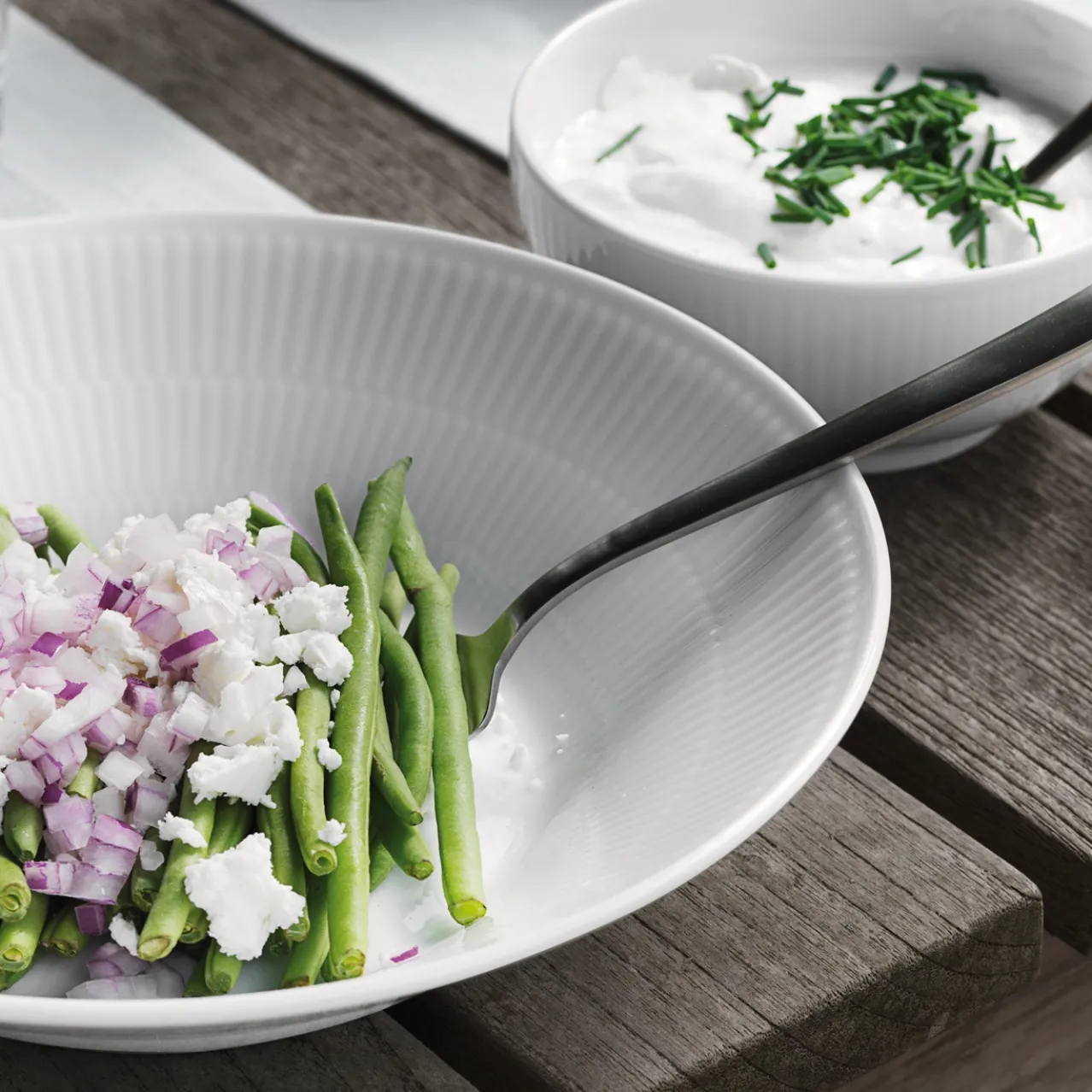 White Fluted Deep Plate, 24 cm