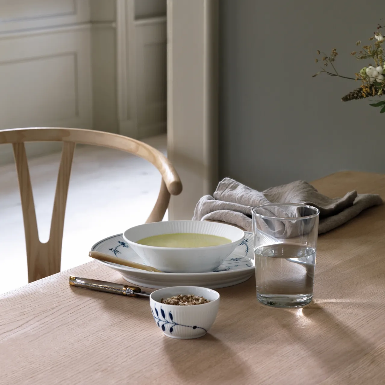 White Fluted Deep Plate, 17 cm