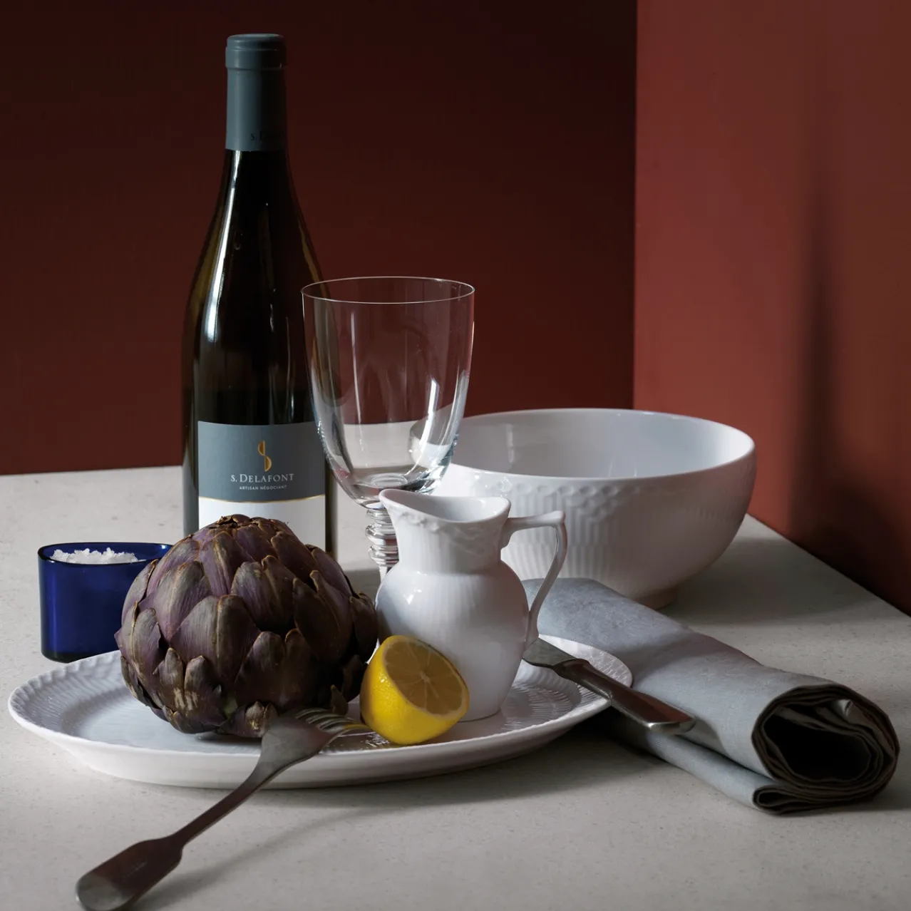 White Fluted Half Lace Dish, 28 cm