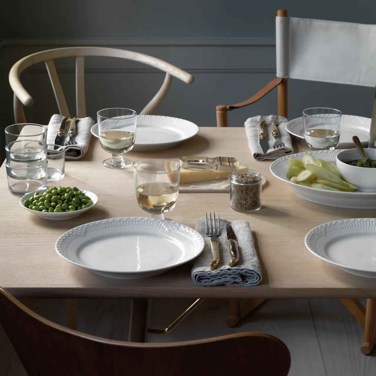 White Fluted Half Lace Dish, 36.5 cm