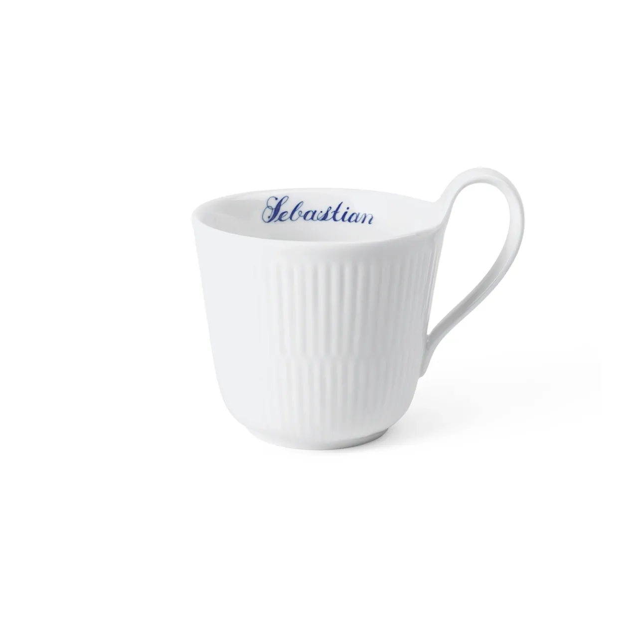 White Fluted High Handle Cup, Bespoke, 33 cl