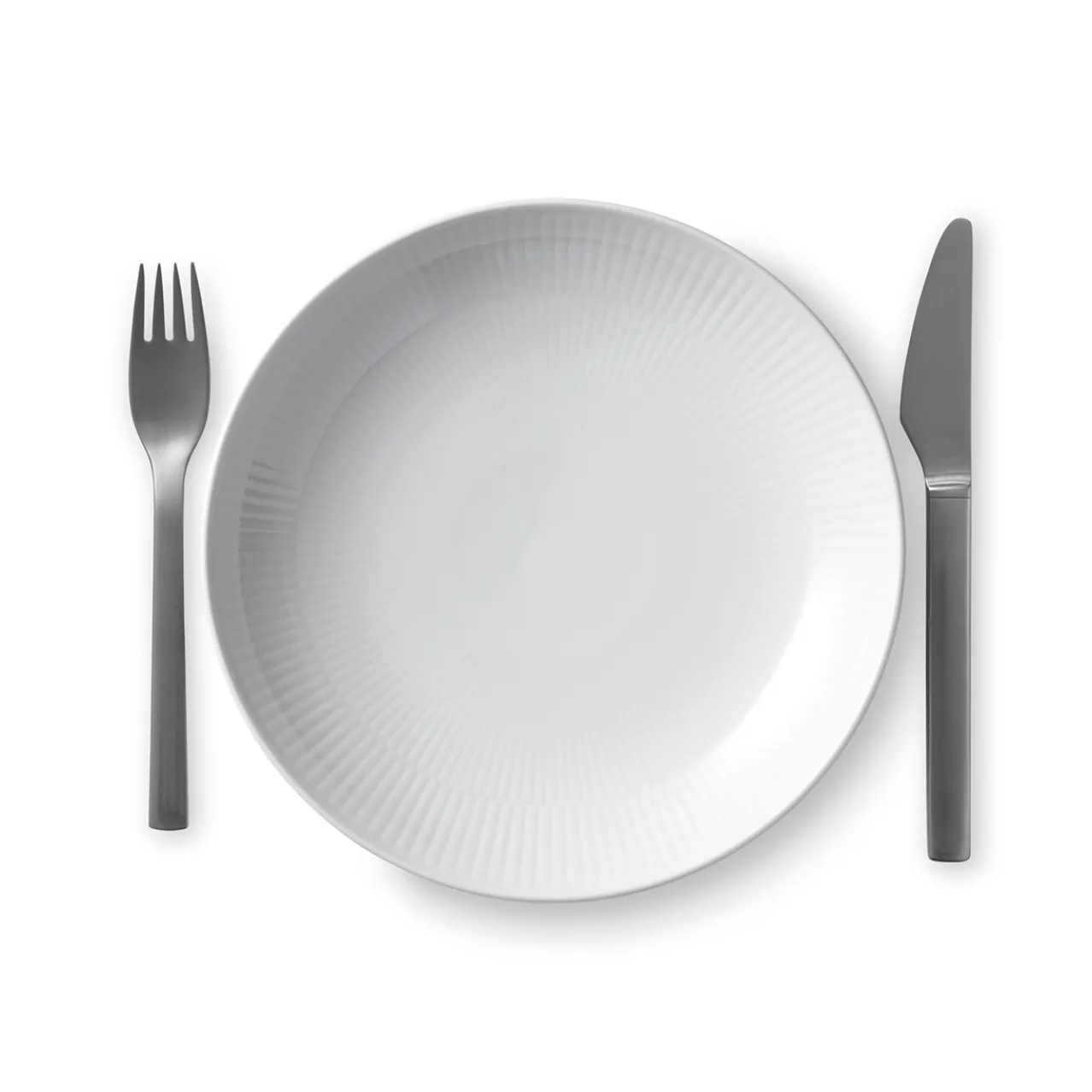 White Fluted Plate Coupe, 20 cm